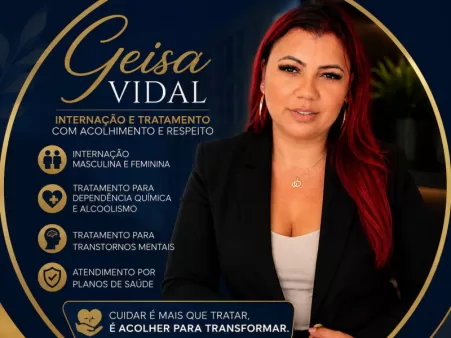 Olá, tudo bem? Meu nome é Geisa, sou consultora em acolhimento e direcionamento, trabalho com internação e tratamento para dependência química, alcoolismo e transtornos mentais. Sei que esse 